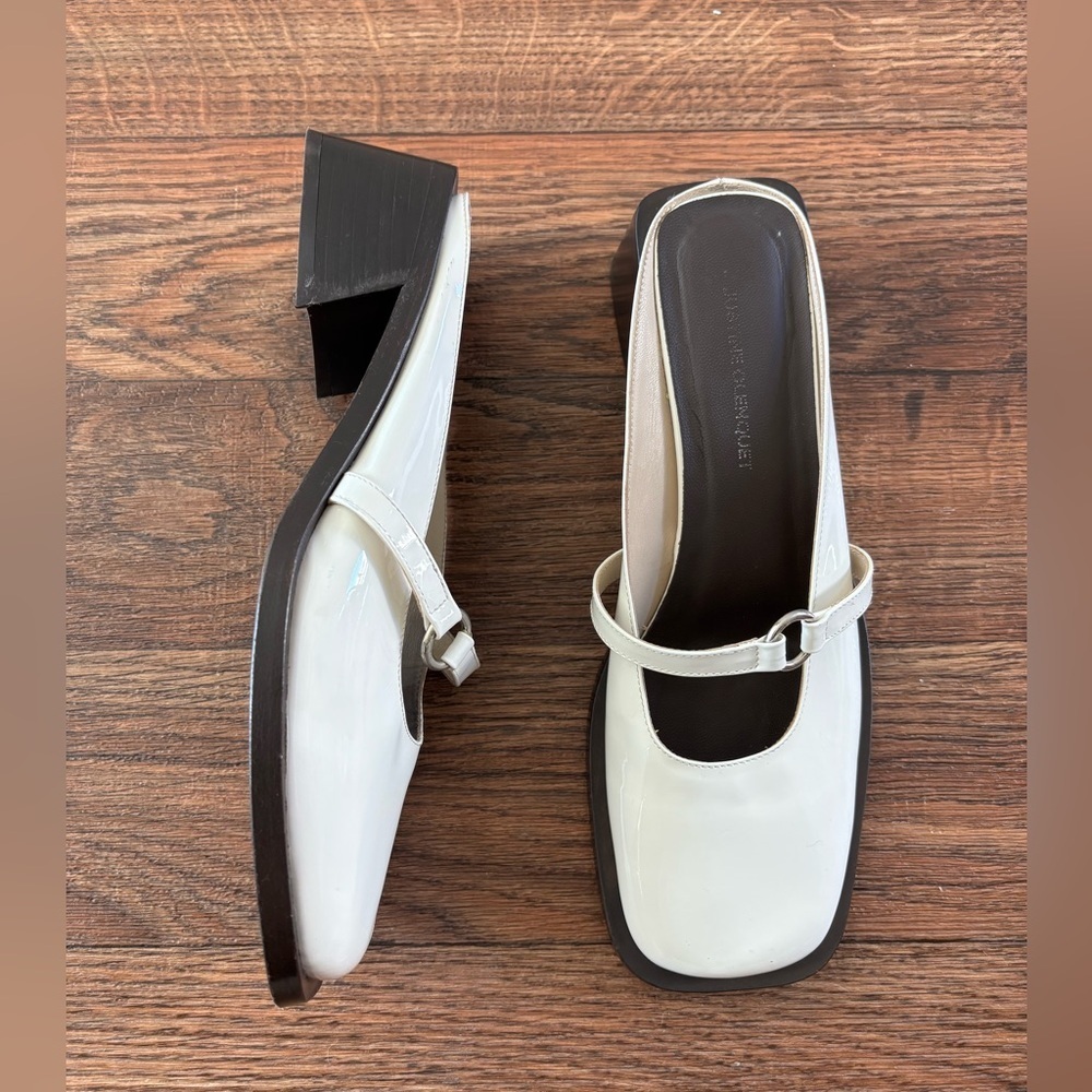 Justine Clenquet Uma Leather Loafers Block Heel 39 US 8.5-9 Black and White
